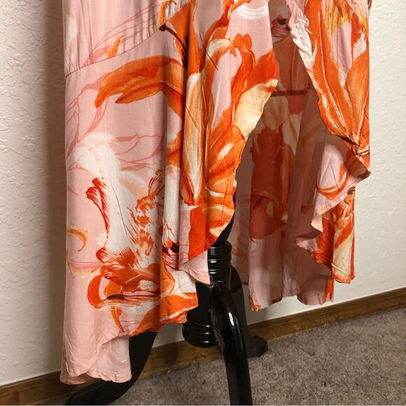 Able the Label Flower Bomb orange floral high low sundress size Medium NWT - Picture 4 of 12
